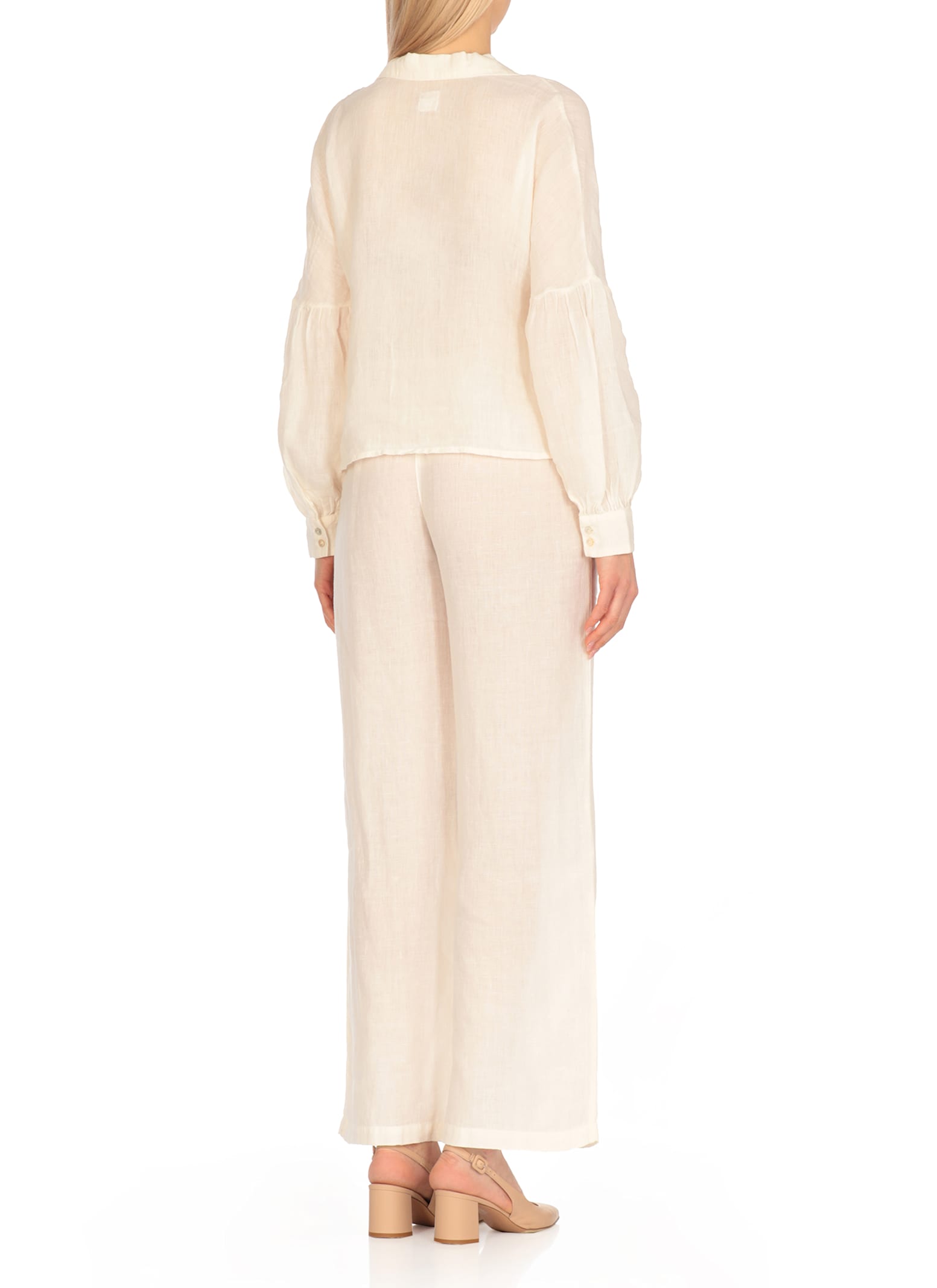120% Lino Linen Blouse In White
