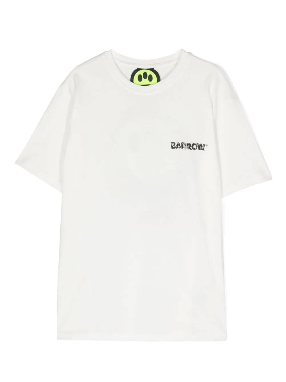 Shop Barrow White T-shirt With Logo And Graphics In Bianco
