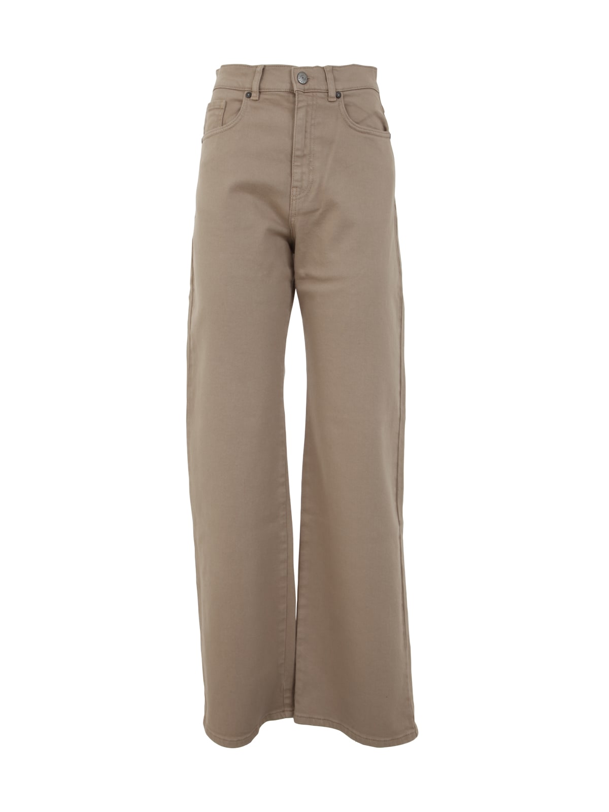 Shop P.a.r.o.s.h Drill Cotton Trousers In Beige