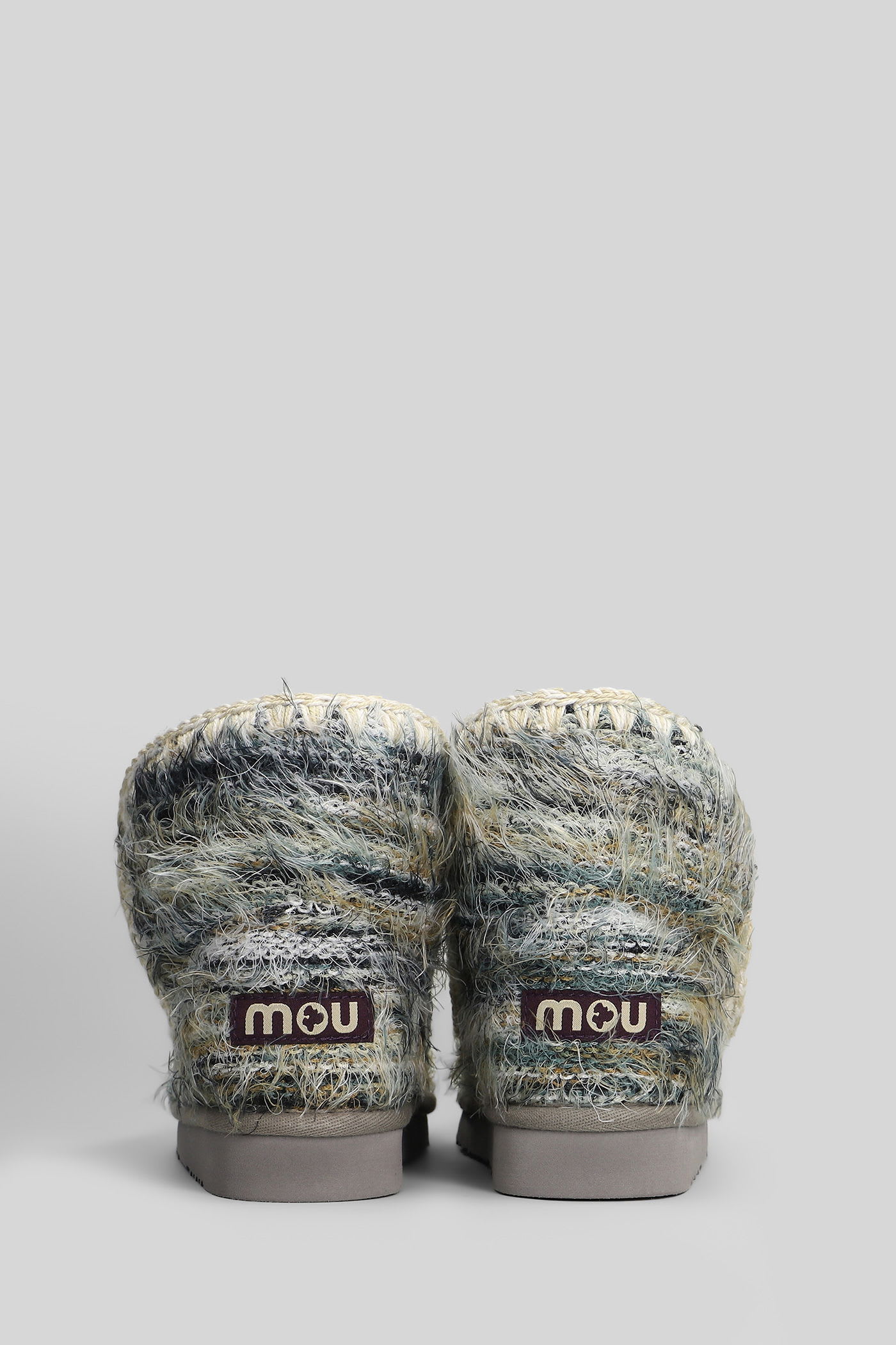 Mou Eskimo 18 Low Heels Ankle Boots In Khaki Suede In Multi