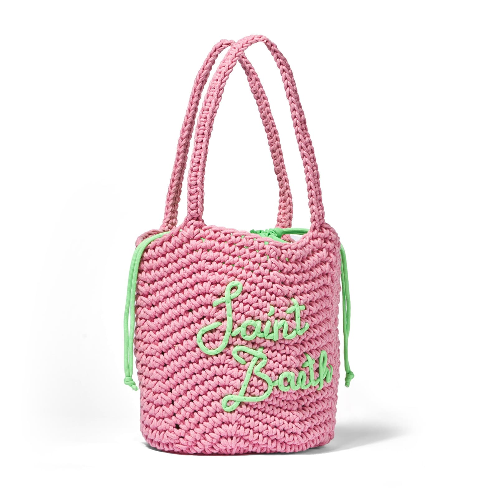 Shop Mc2 Saint Barth Rope Pink Crochet Shoulder Bag