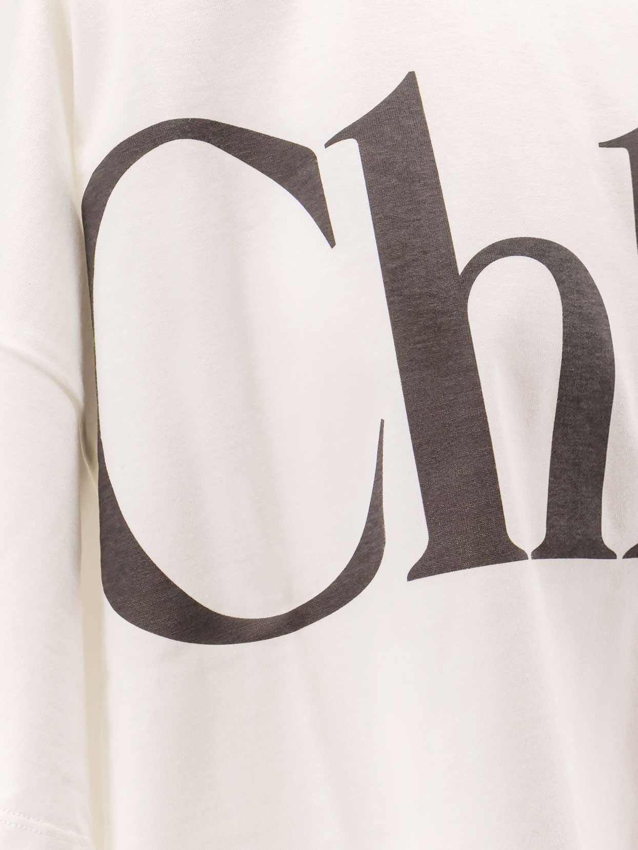 Chloé Cotton T-shirt With Maxi Logo On The Front In White