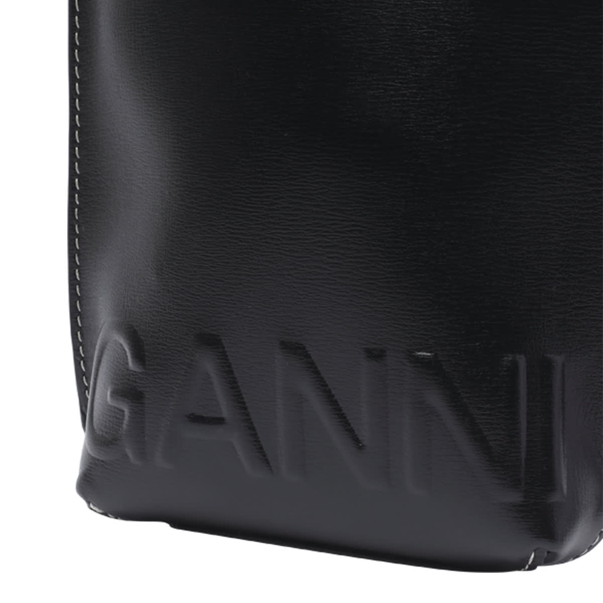 Shop Ganni Small Banner Crossbody Bag In Black