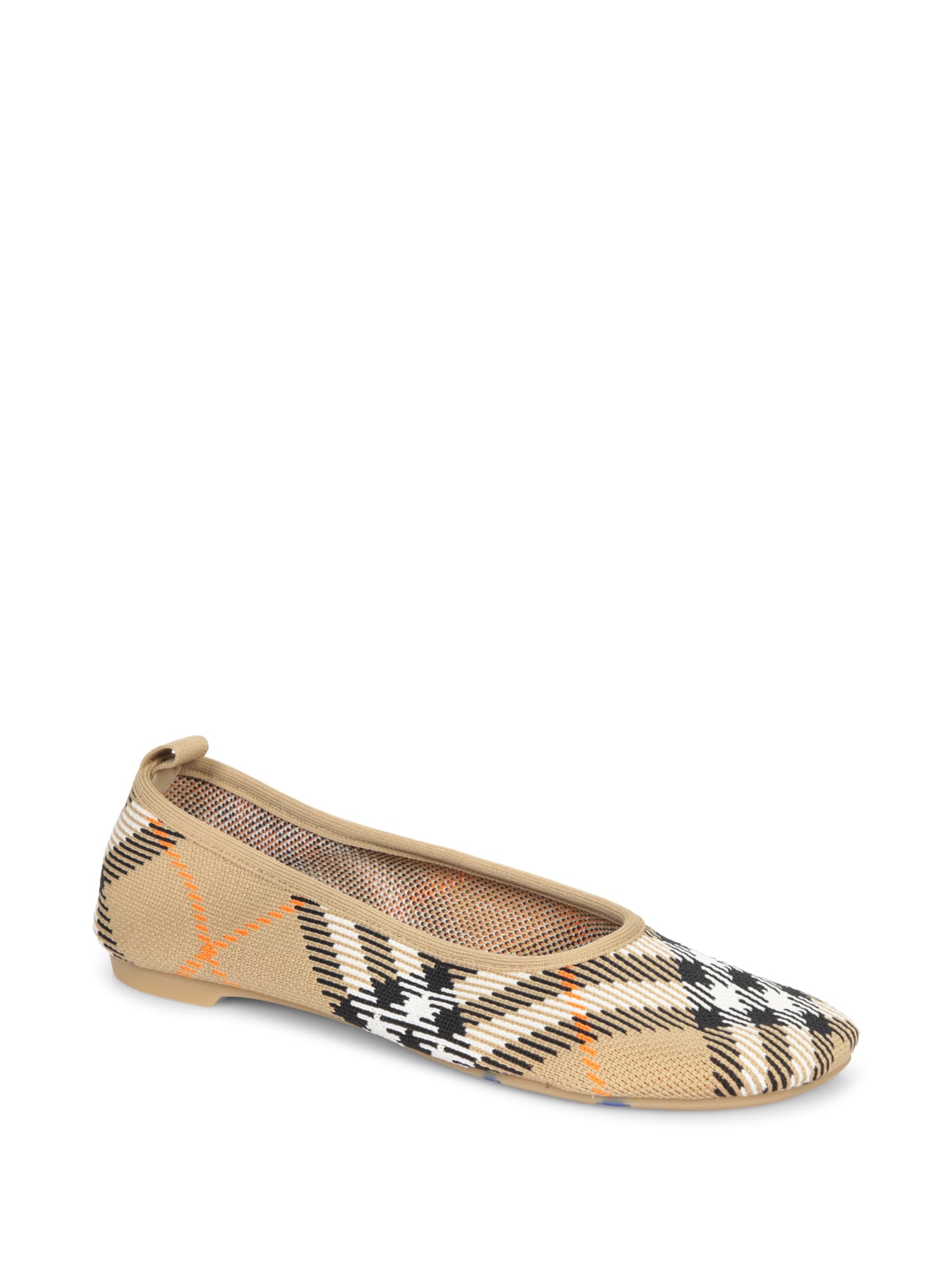 Shop Burberry Baby Check Beige Ballerina Flats