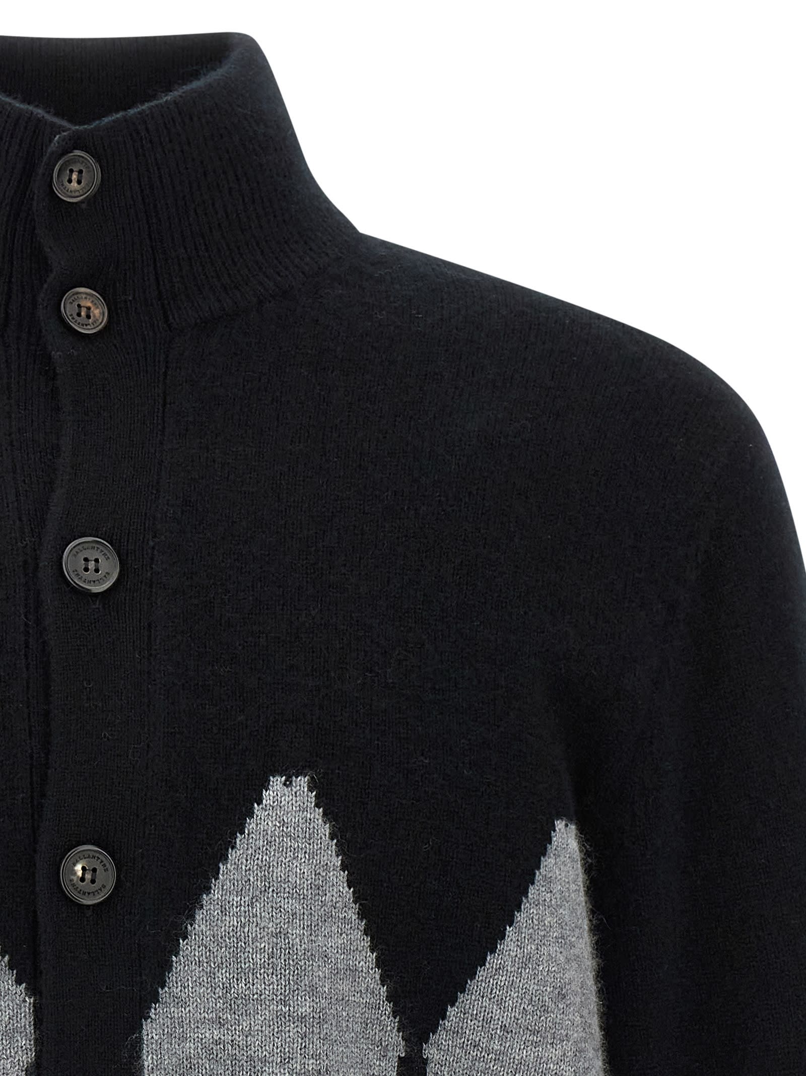 Ballantyne Cardigan Argyle Sweaters And Cardigans Black In Black