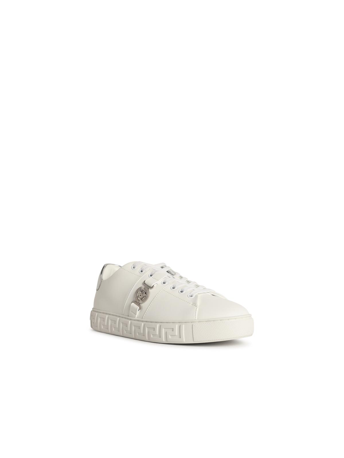 Versace Free Bio White Faux Leather Sneakers In Multi