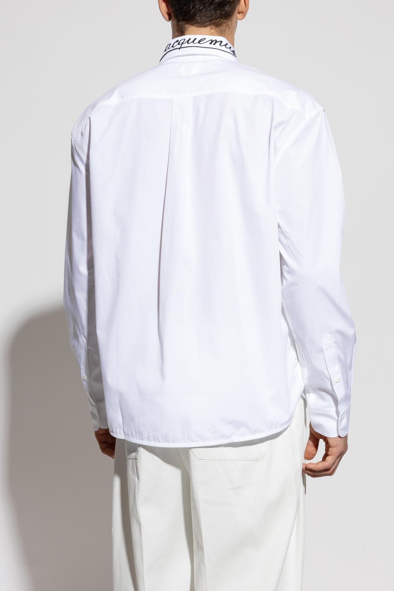 Jacquemus La Chemise Simon Dog Patch Button-up Shirt In White