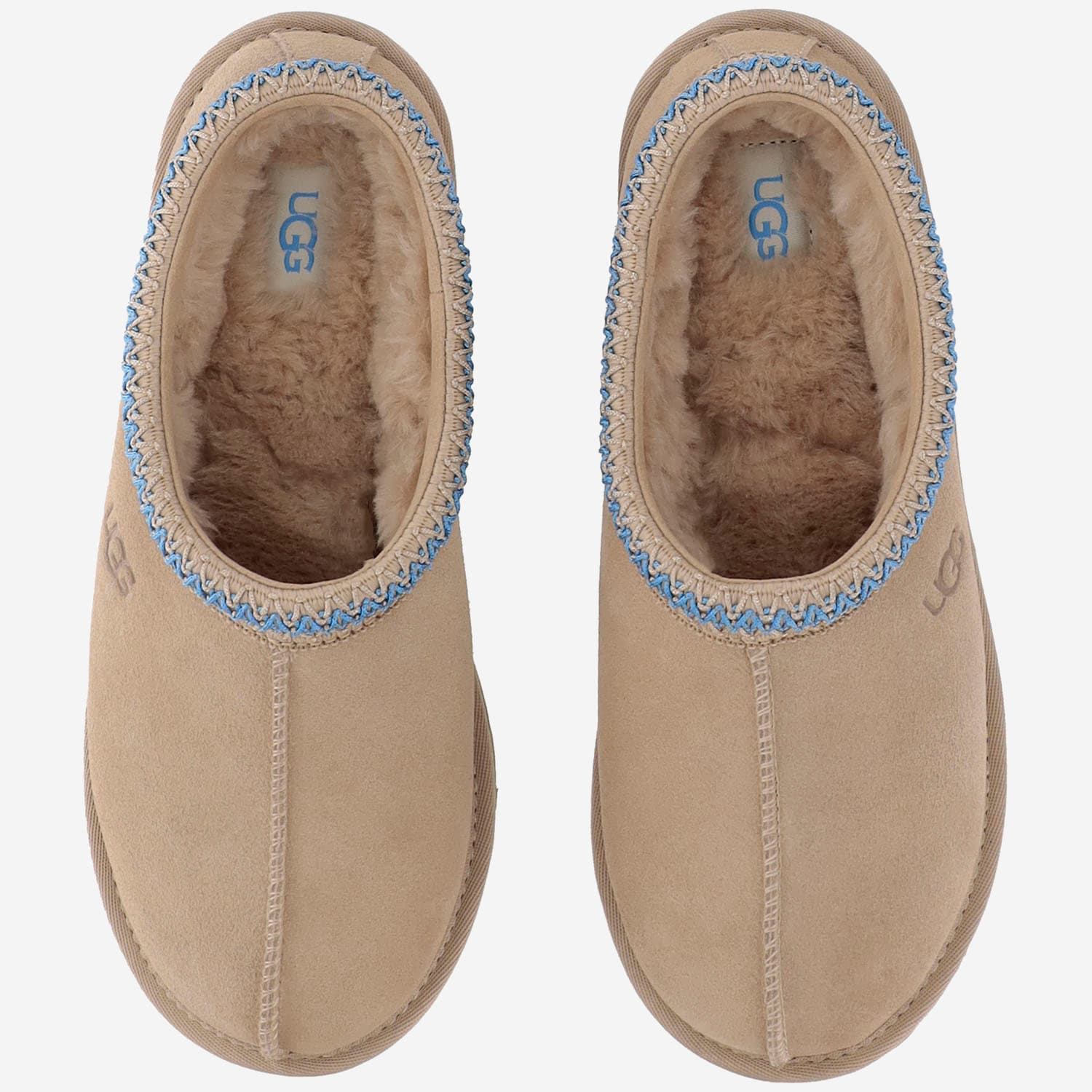 Ugg Tasman Suede Flat Mules In Neutral