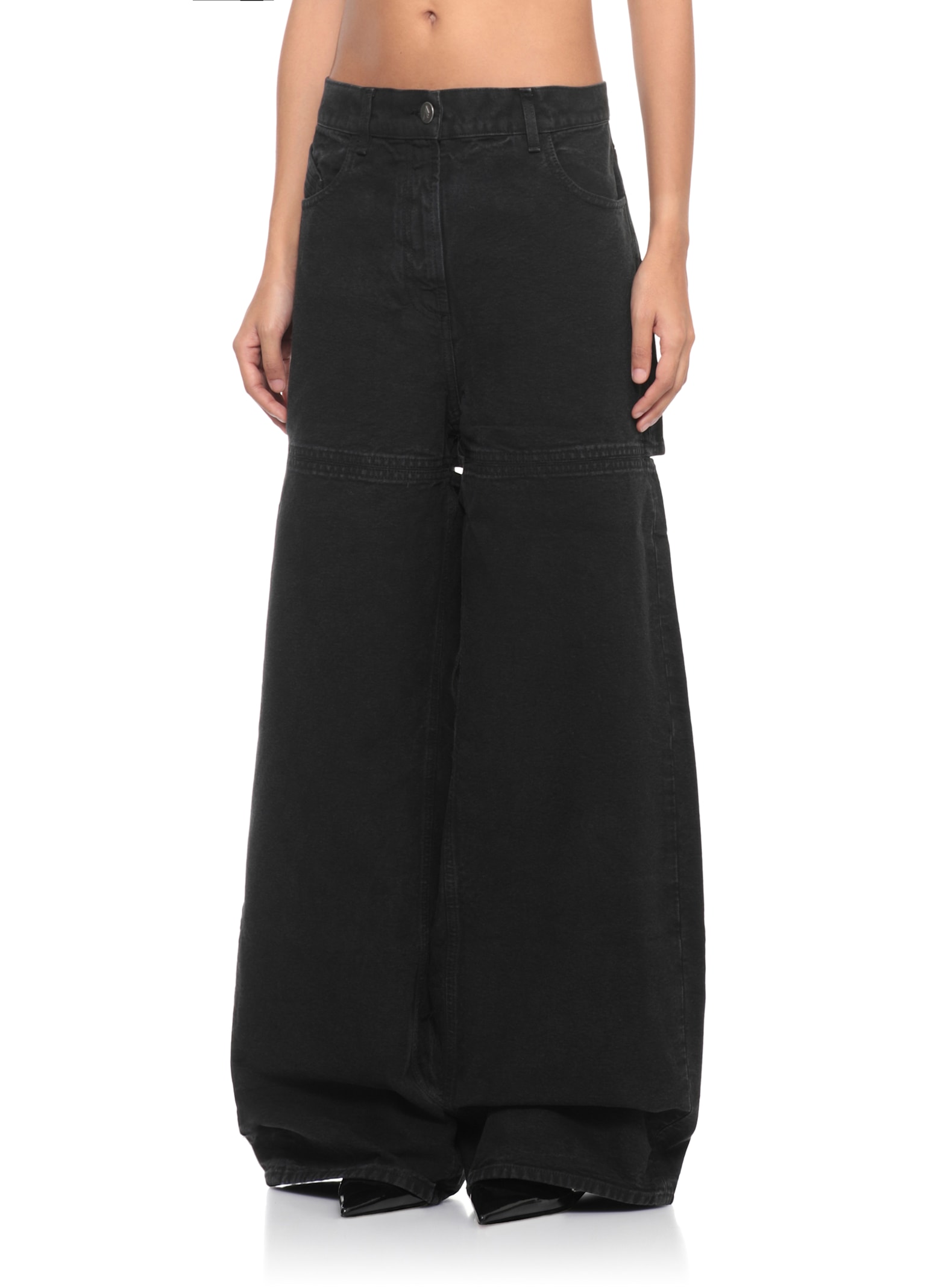 Attico Cotton Pants In Black