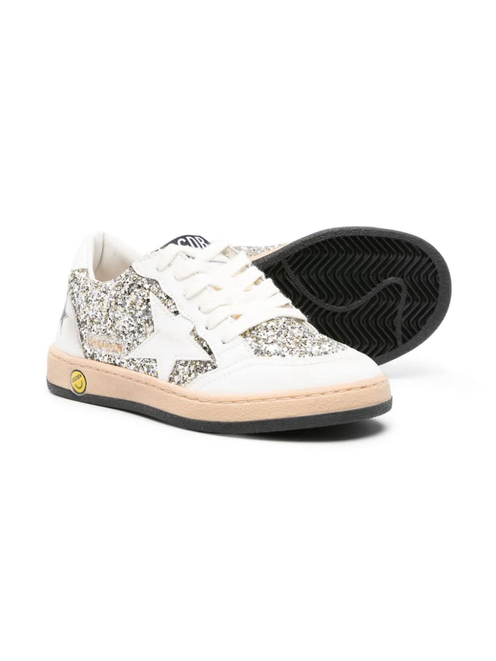 Shop Golden Goose White Leather Sneakers In Optic White/platinum