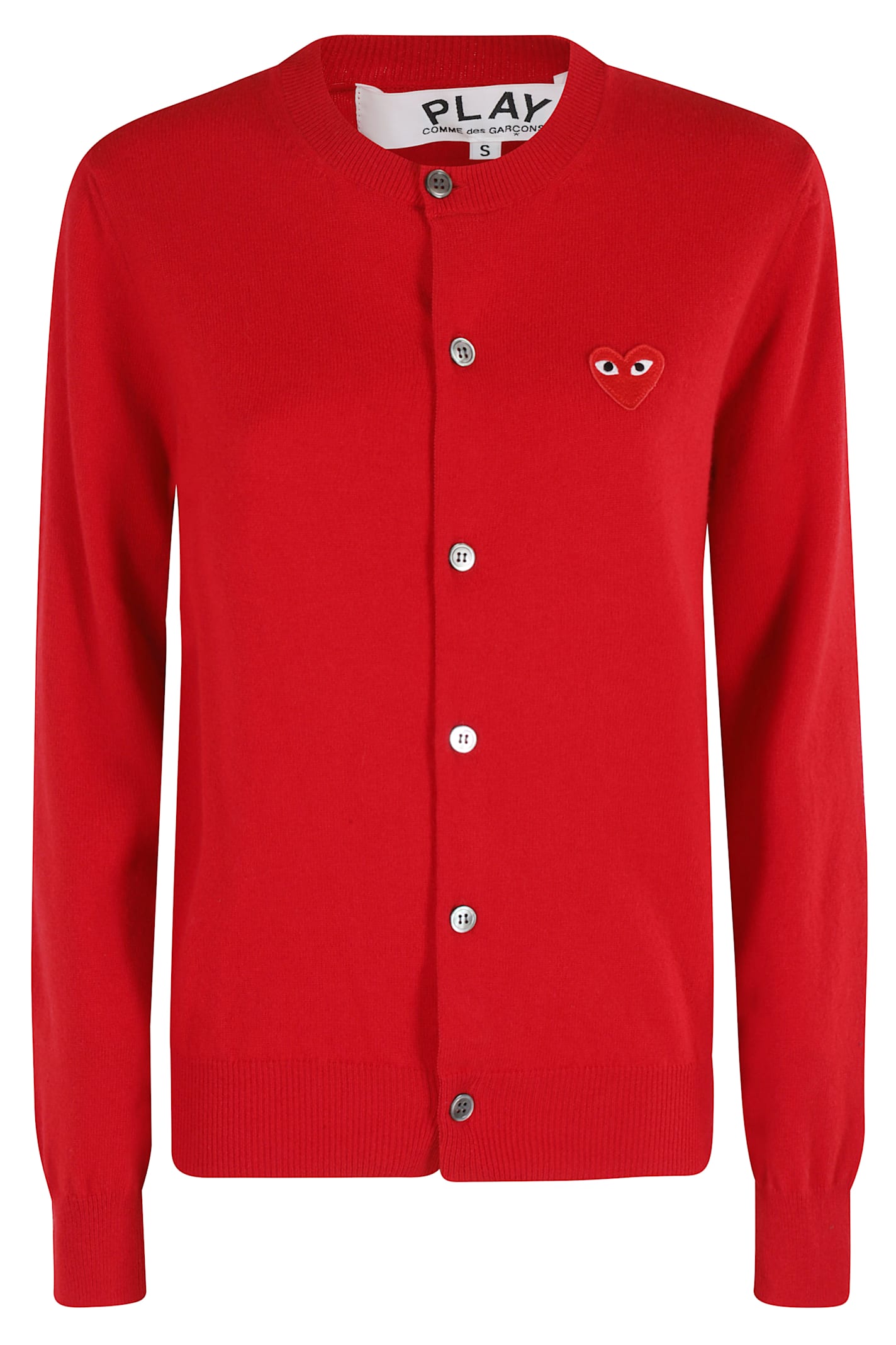 Comme Des Garçons Play Round Neck Cardigan Red Emblem In Red