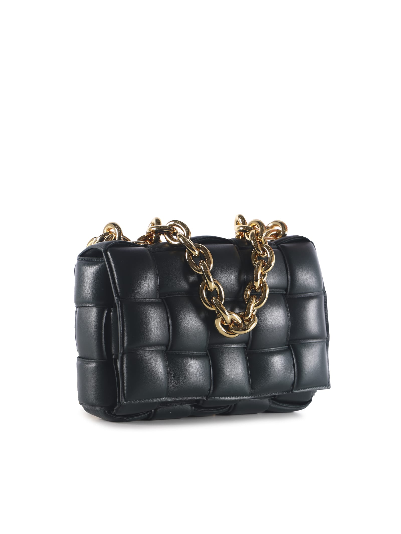 Shop Bottega Veneta The Chain Cassette Bag In Leather In Inkwell-gold