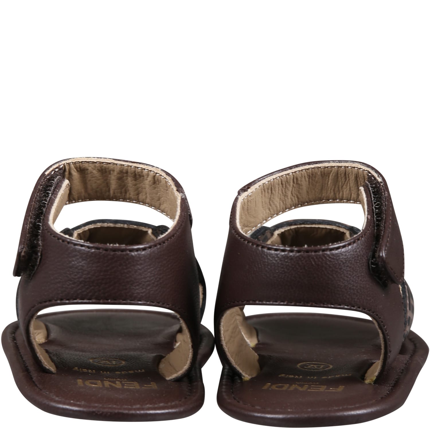 Shop Fendi Brown Sandals For Baby Kids With Double Ff