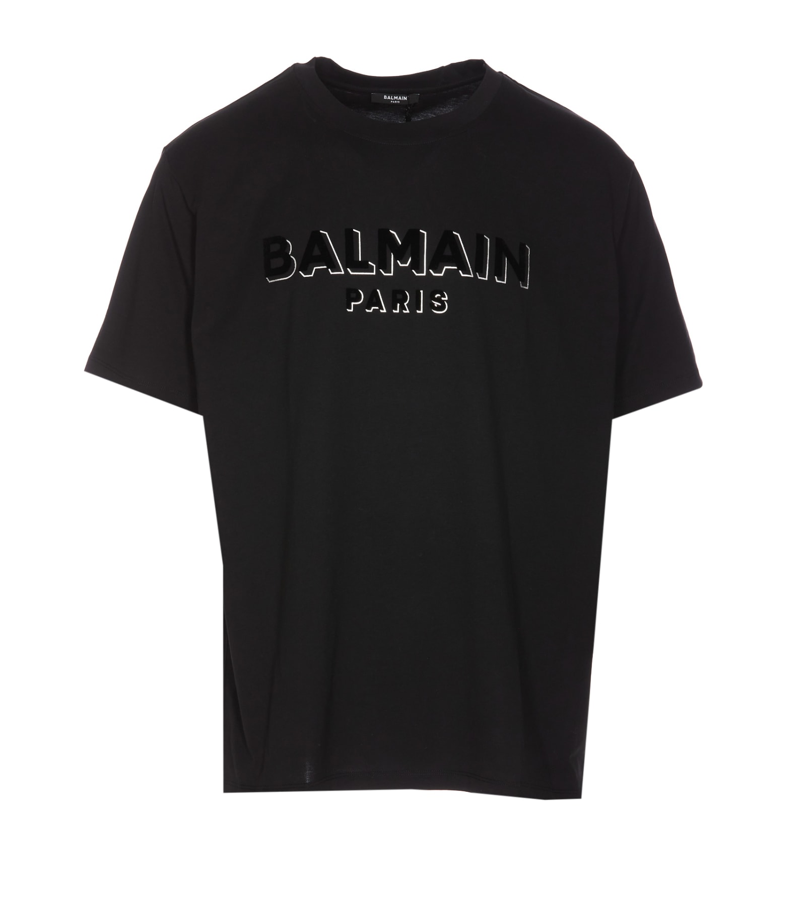 Shop Balmain Logo T-shirt In Black