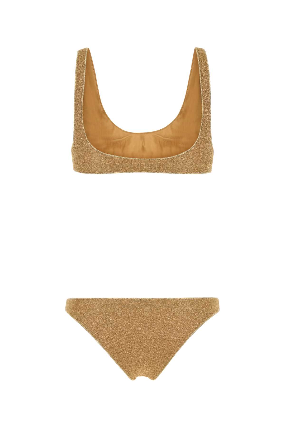 Oseree Gold Nylon Blend Lumiere Bikini In Gold