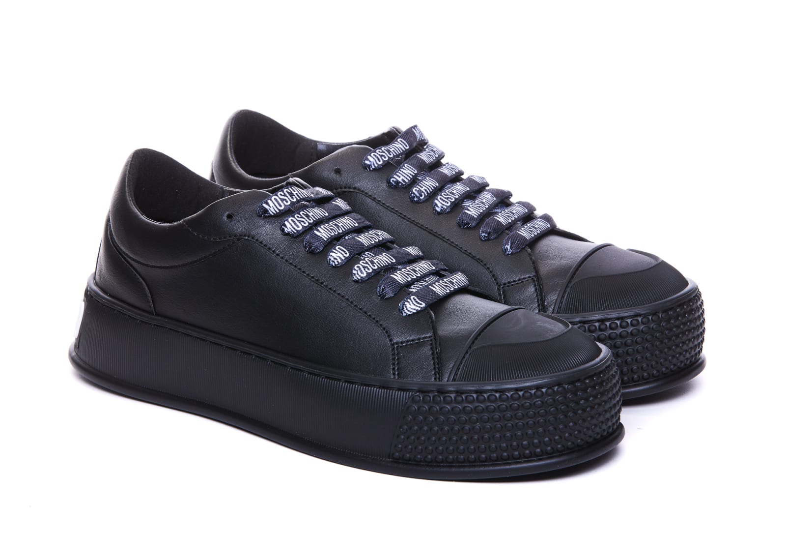 Shop Moschino Logo Sneakers In Black