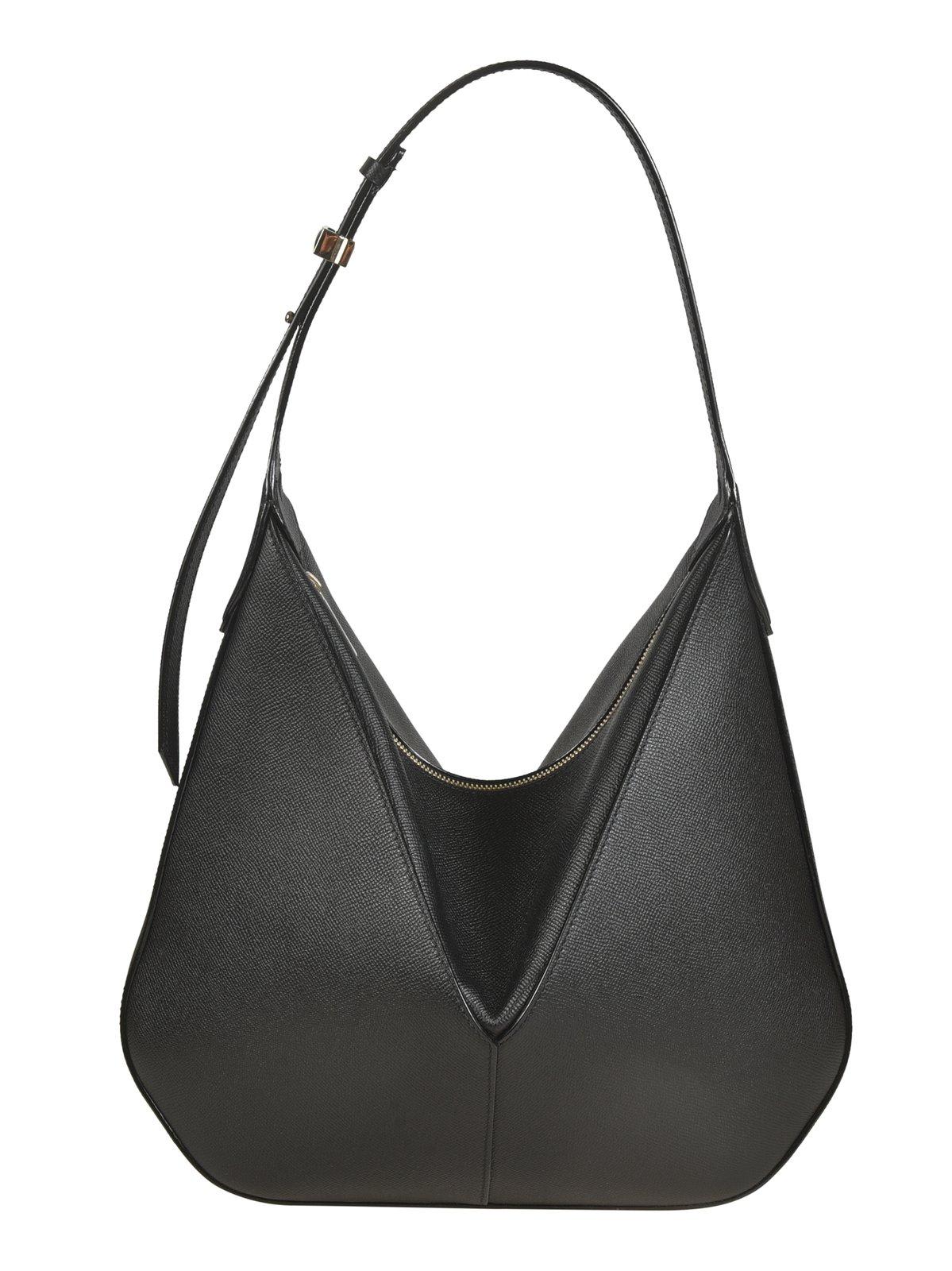 Shop Valextra Vivi Textured Hobo Bag In Black