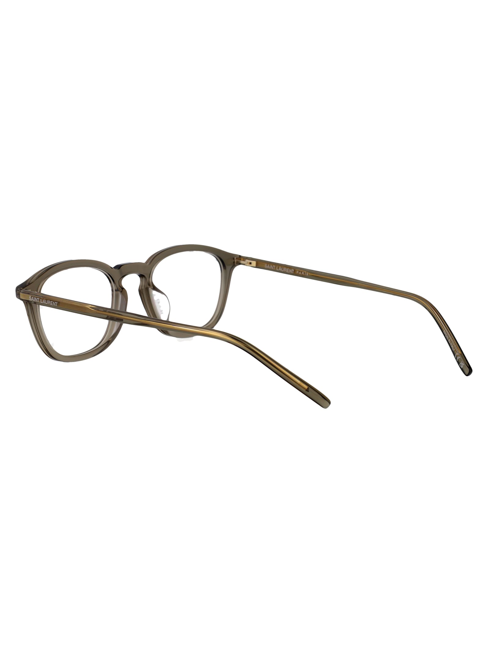 Saint Laurent Brown-brown-transparent Acetate Glasses In Brown-brown-transparent