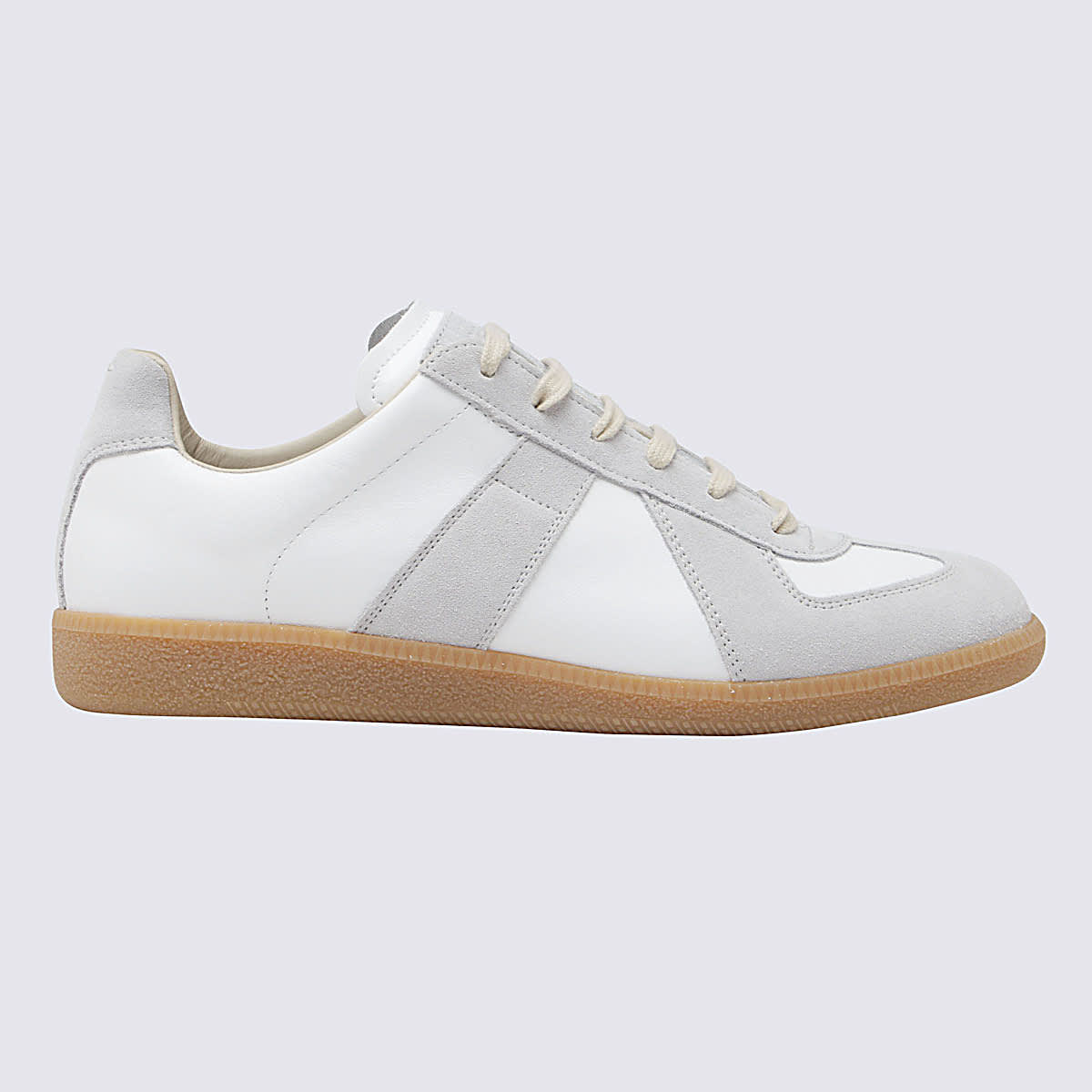 Maison Margiela Off White Leather And Grey Suede Replica Sneakers