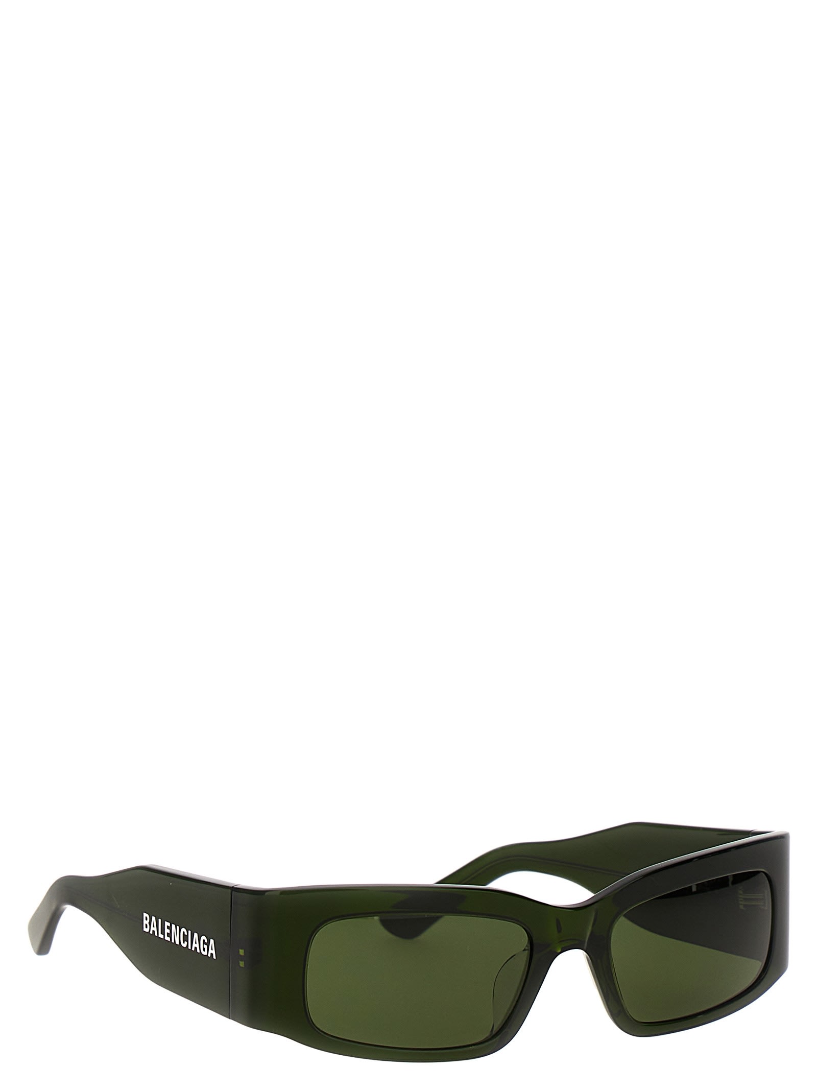 Shop Balenciaga Paper Rectangle Sunglasses In Green