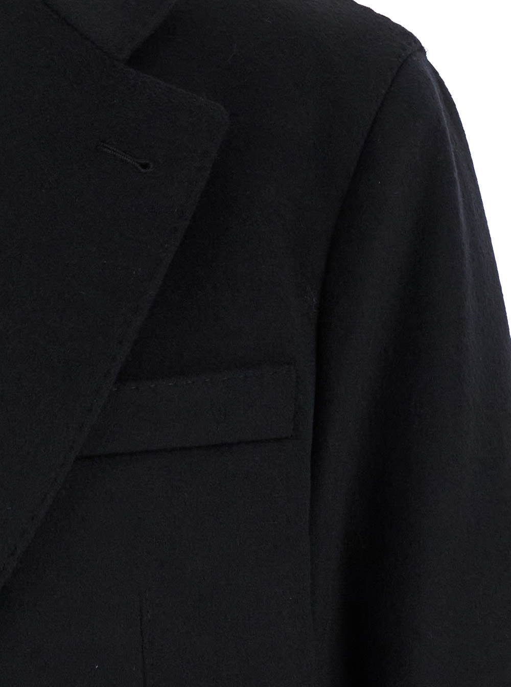 Emporio Armani Black Single-breasted Coat With Notched Revers In Black