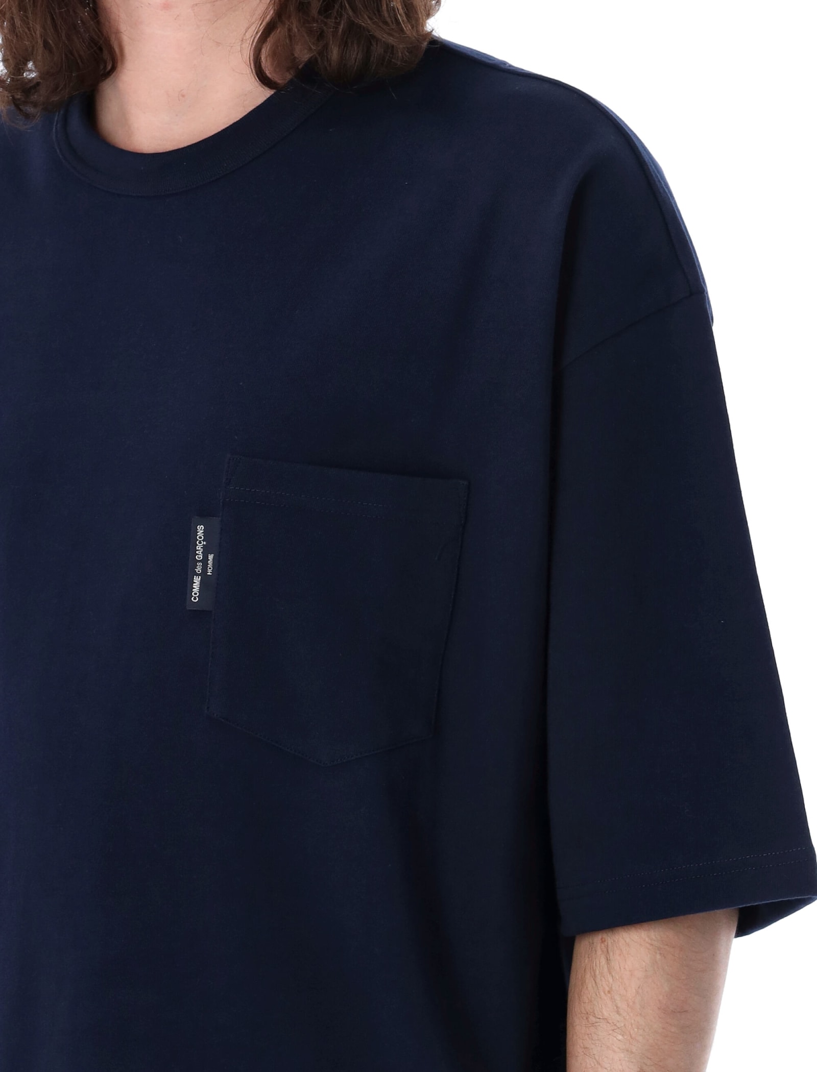 Shop Comme Des Garçons Homme Deux Drawstring Patch Pocket Tee In Navy