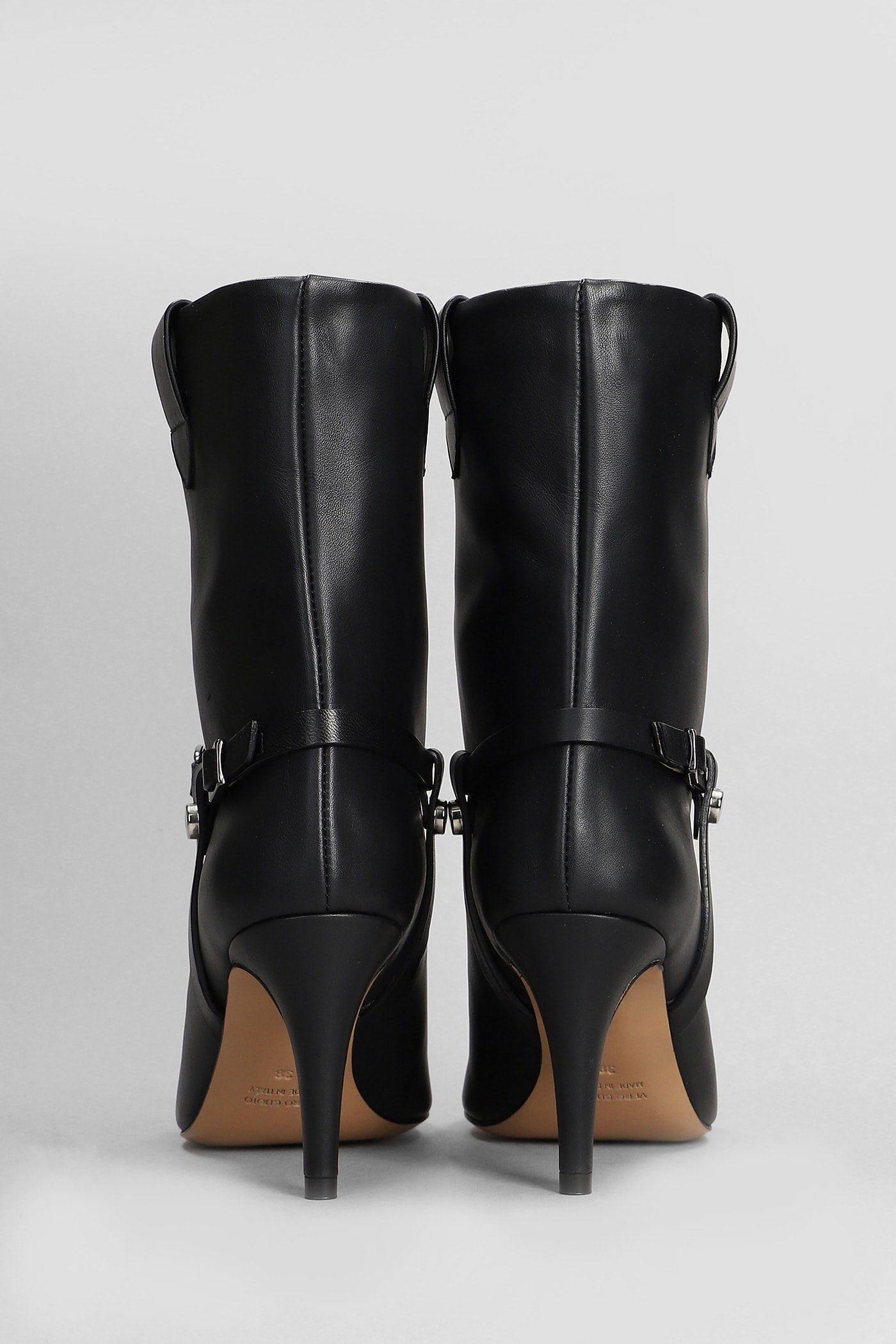 Shop The Seller High Heels Ankle Boots In Black Leather