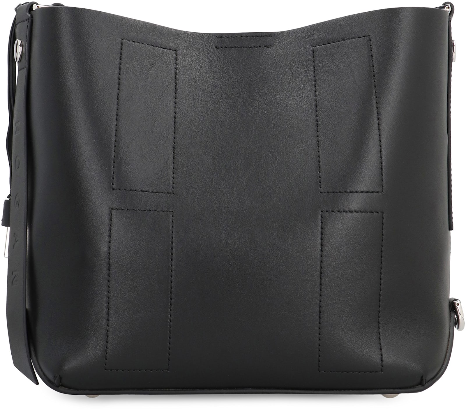 Hogan Medium Leather Shoulder Bag With Adjustable Strap In Black