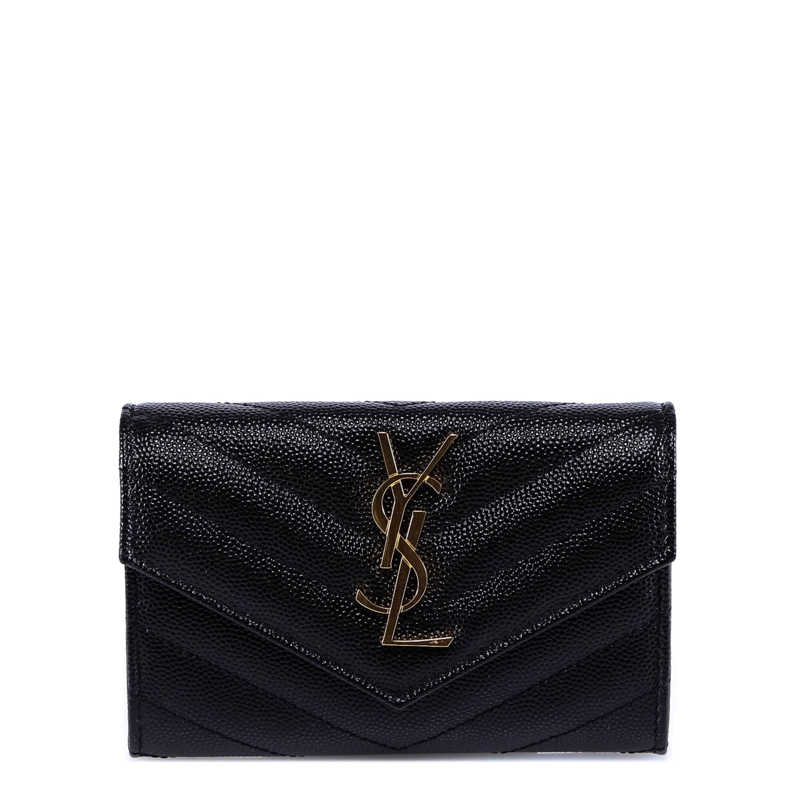 Shop Saint Laurent Cassandra Wallet In Black