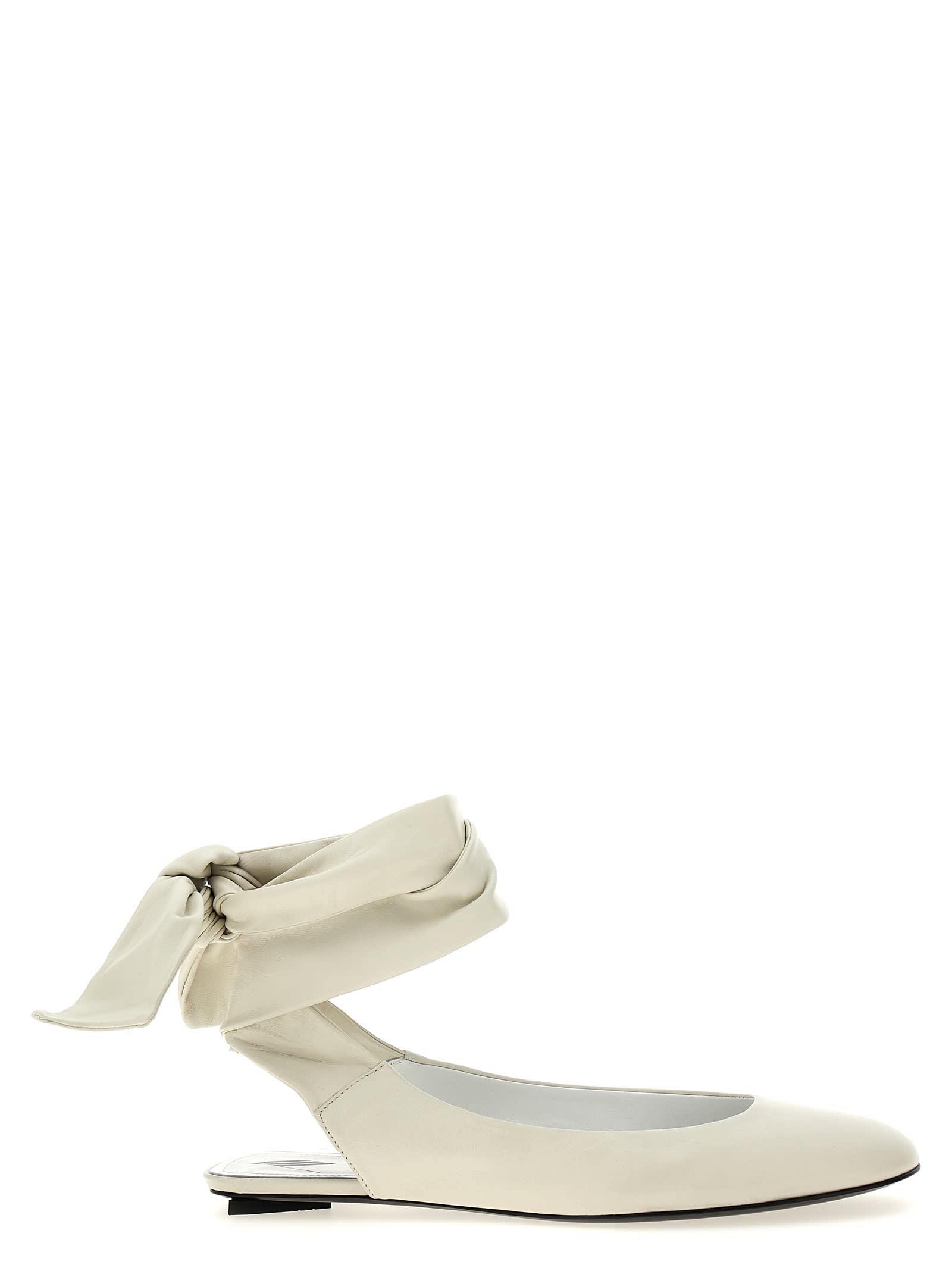 Shop Attico Cloe Ballet Flats In Bianco