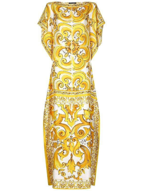 Shop Dolce & Gabbana Abito Kaftano St Maiolica In Tn Giallo