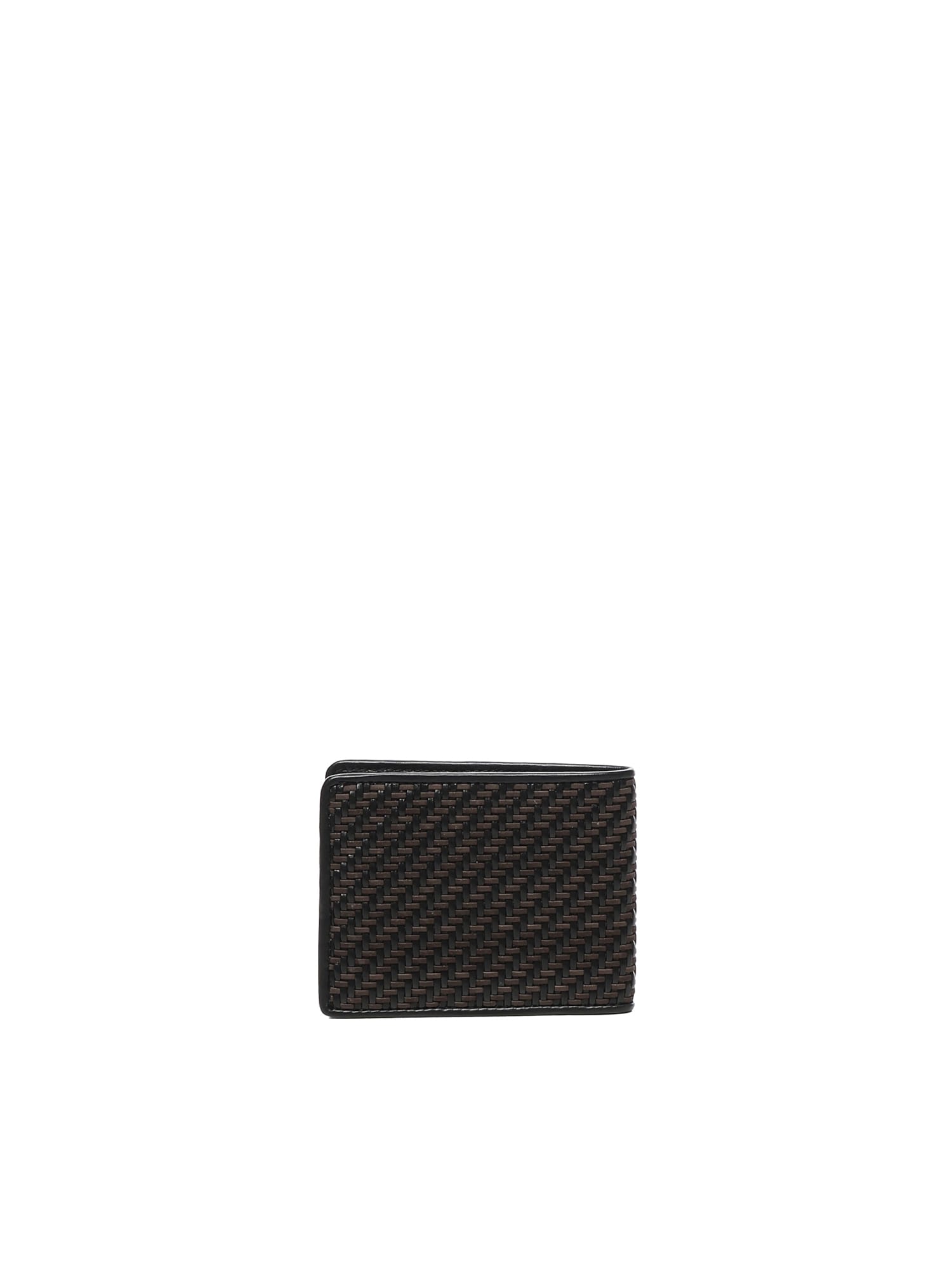Ferragamo Two-tone Woven Leather Bi-fold Wallet In Green
