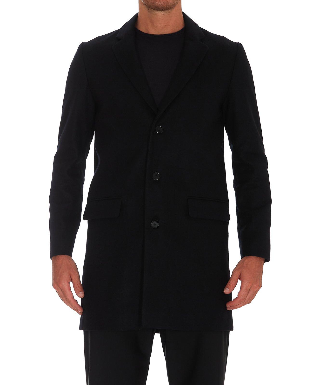 Shop Apc Single-breasted Coat In Bleu Fonce