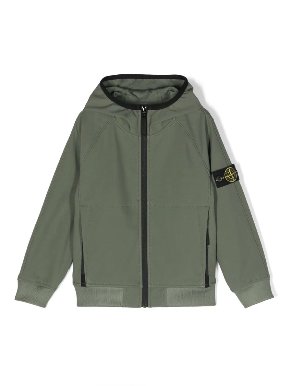 Stone Island Junior Kids' Green Light Soft Shell-r E.dye Jacket In Recycled Polyester