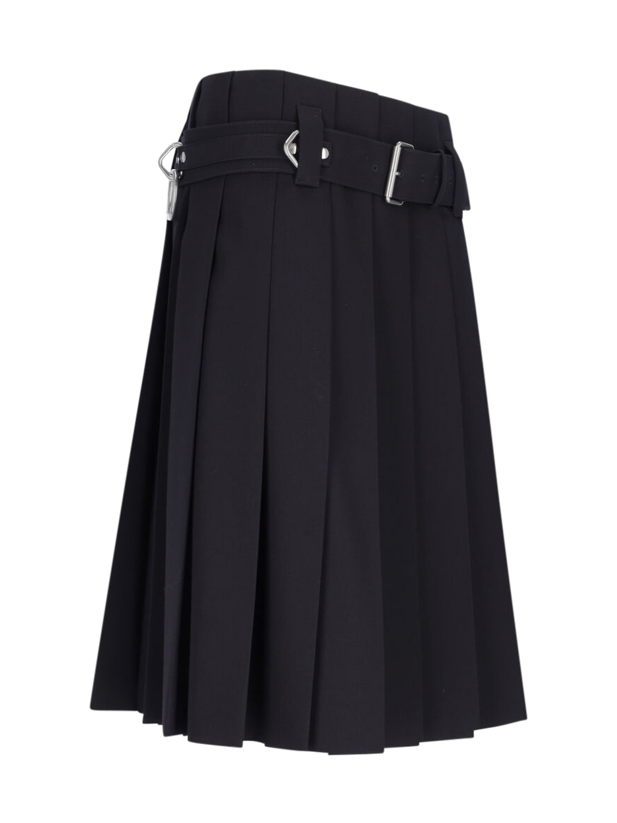 Prada Knee Length A-line Skirt With Belted Waist In Black