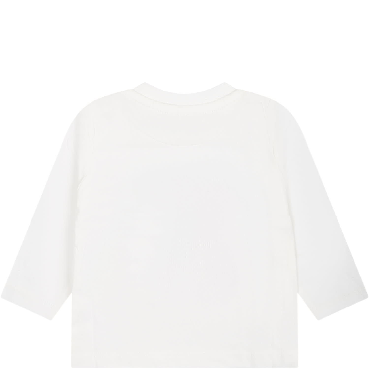 Shop Stella Mccartney Ivory T-shirt For Baby Girl With Heart Print
