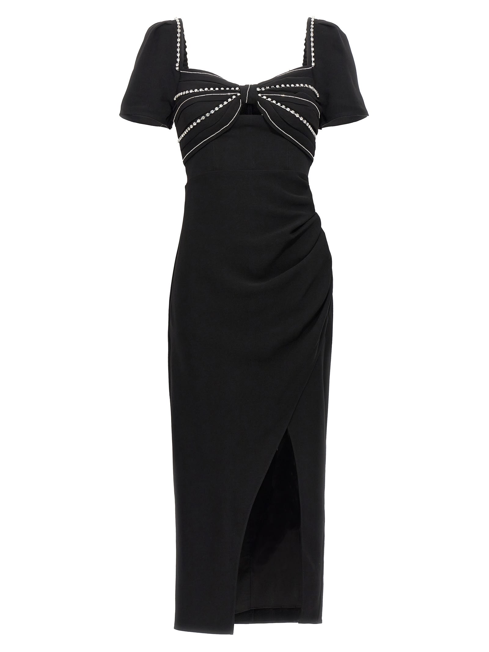Self-portrait Self Portrait Diamante Bust Midi Dress In Black