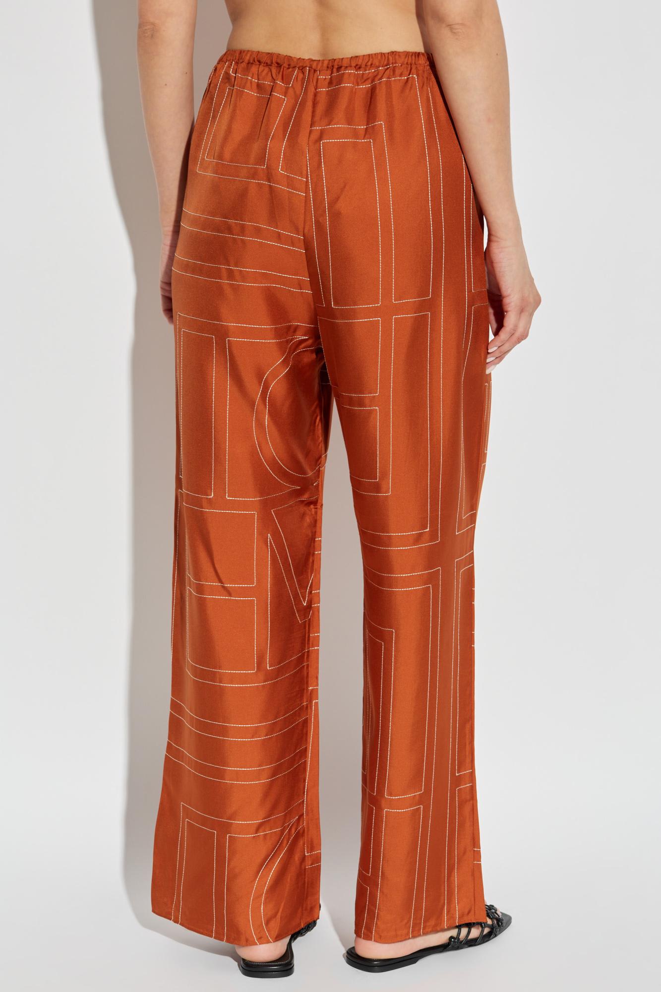 Totême Toteme Silk Pants In Brown