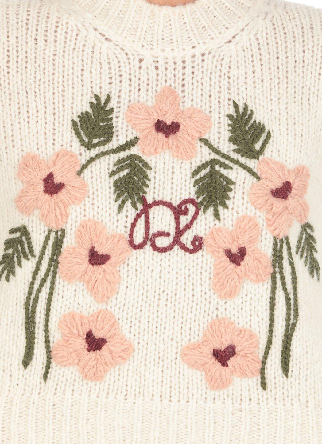 Shop Dsquared2 Floral-embroidered Cropped Jumper