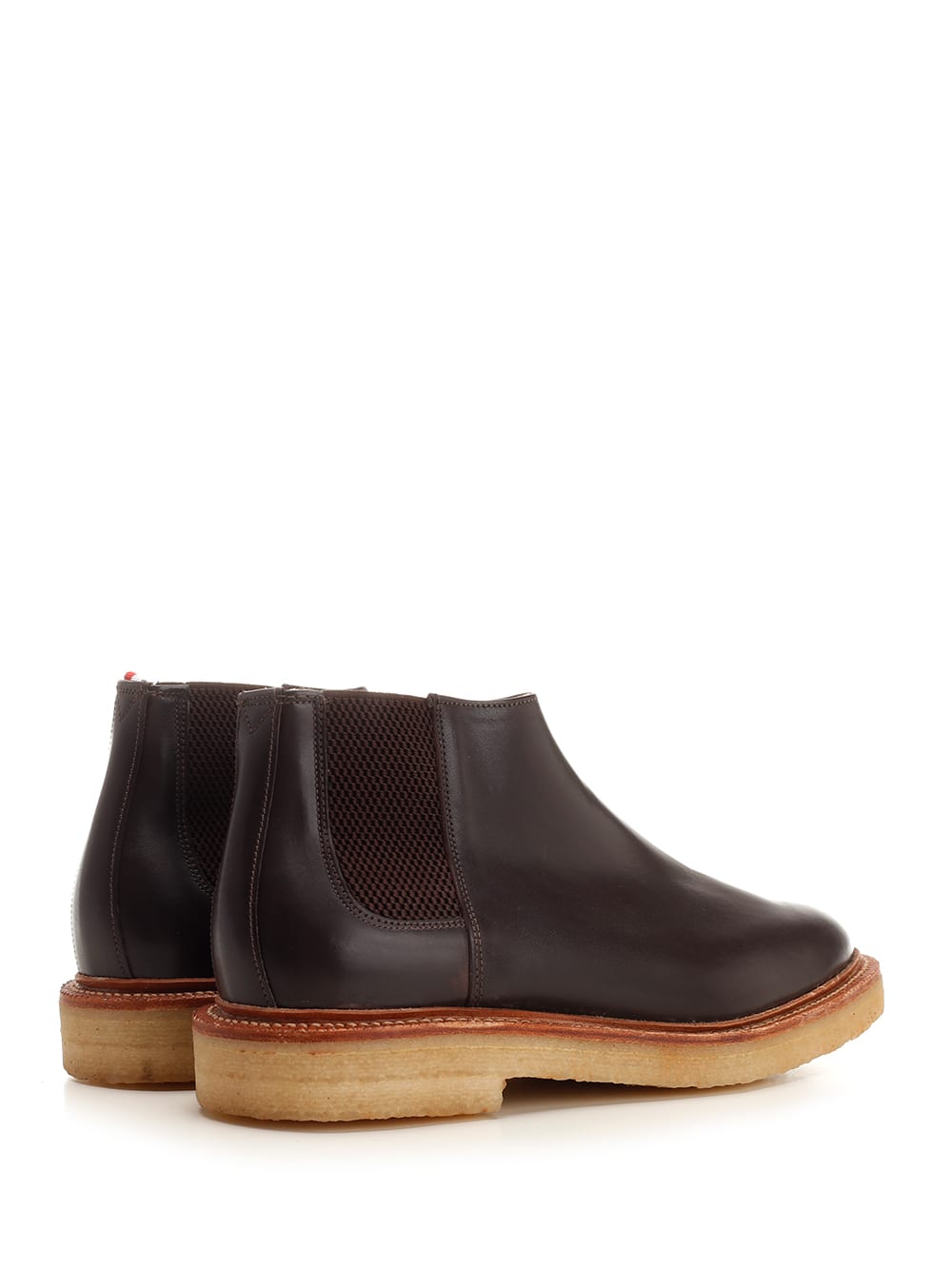 Shop Thom Browne Chelsea Leather Mid Boot In Brown