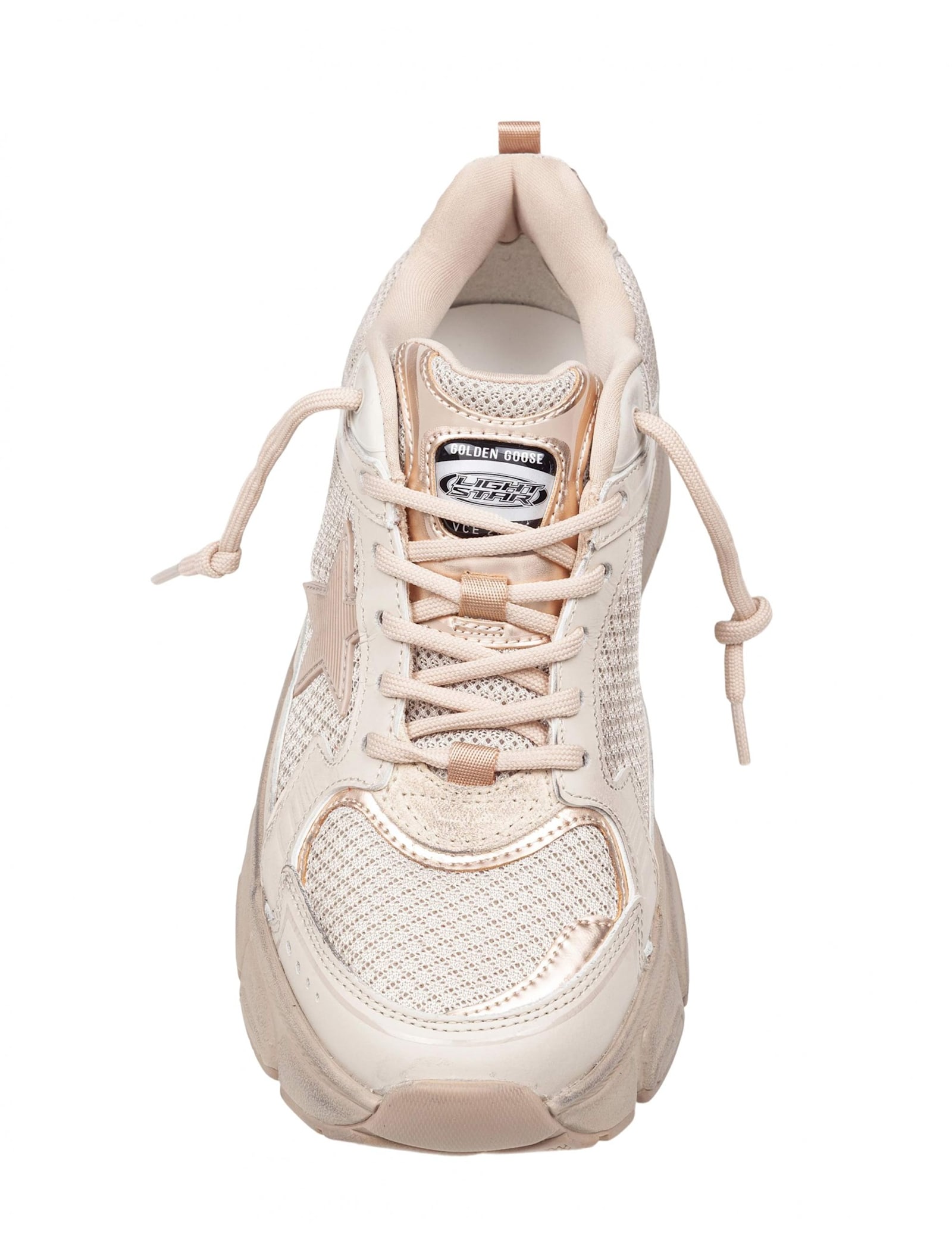 Golden Goose Lightstar Leather And Mesh Sneakers Colour Taupe In Multi
