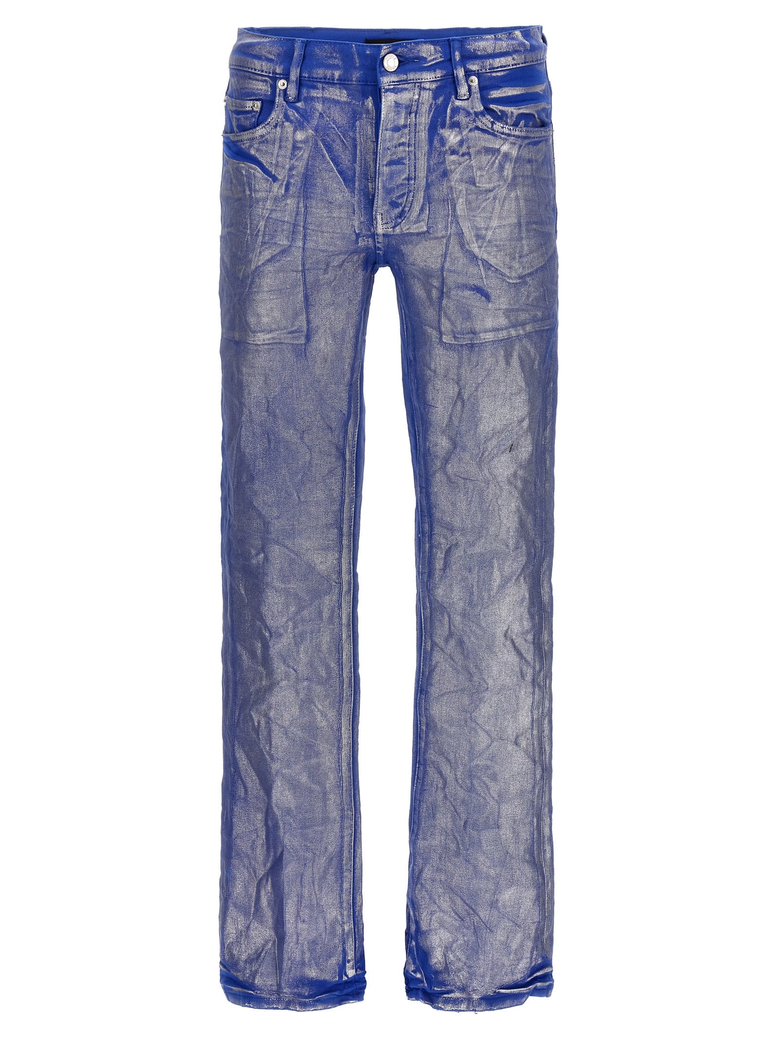 Shop Purple Brand Silver Foil Flare Jeans In Blue