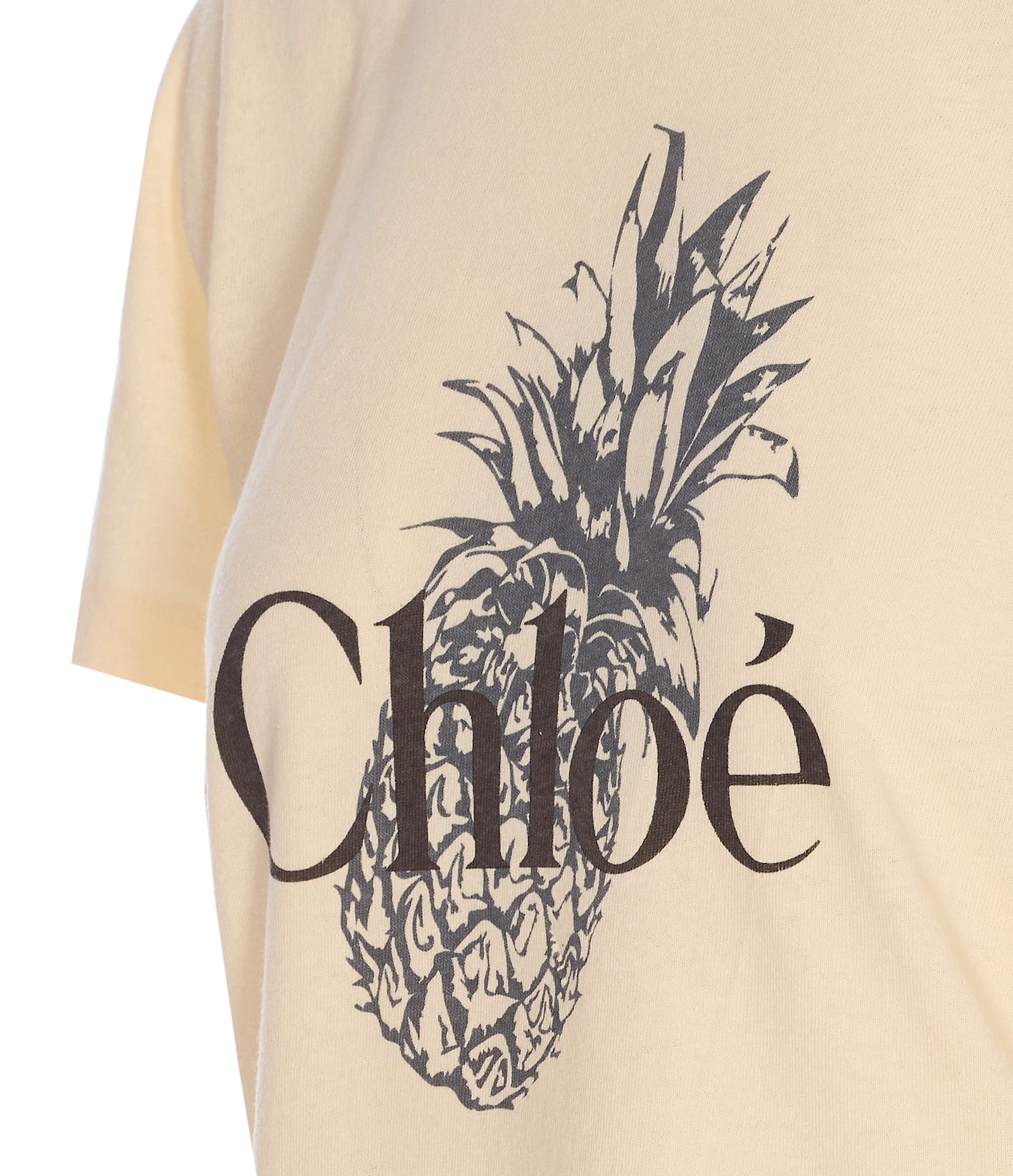 Chloé Pink Crewneck T-shirt With Maxi Logo Print On The Front In Cotton Woman