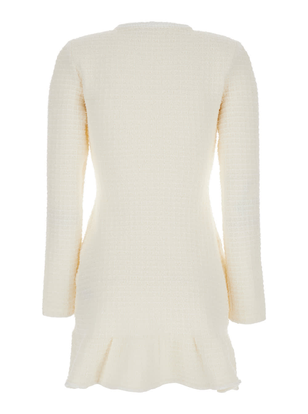 Shop Self-portrait Cream Buttoned Knit Mini Dress In White