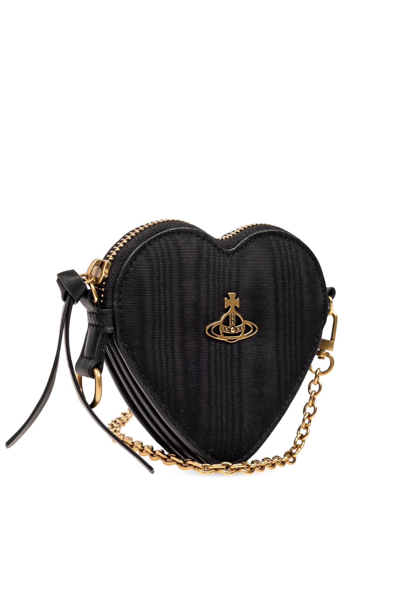 Shop Vivienne Westwood Moire Heart Orb-plaque Mini Crossbody Bag In Black
