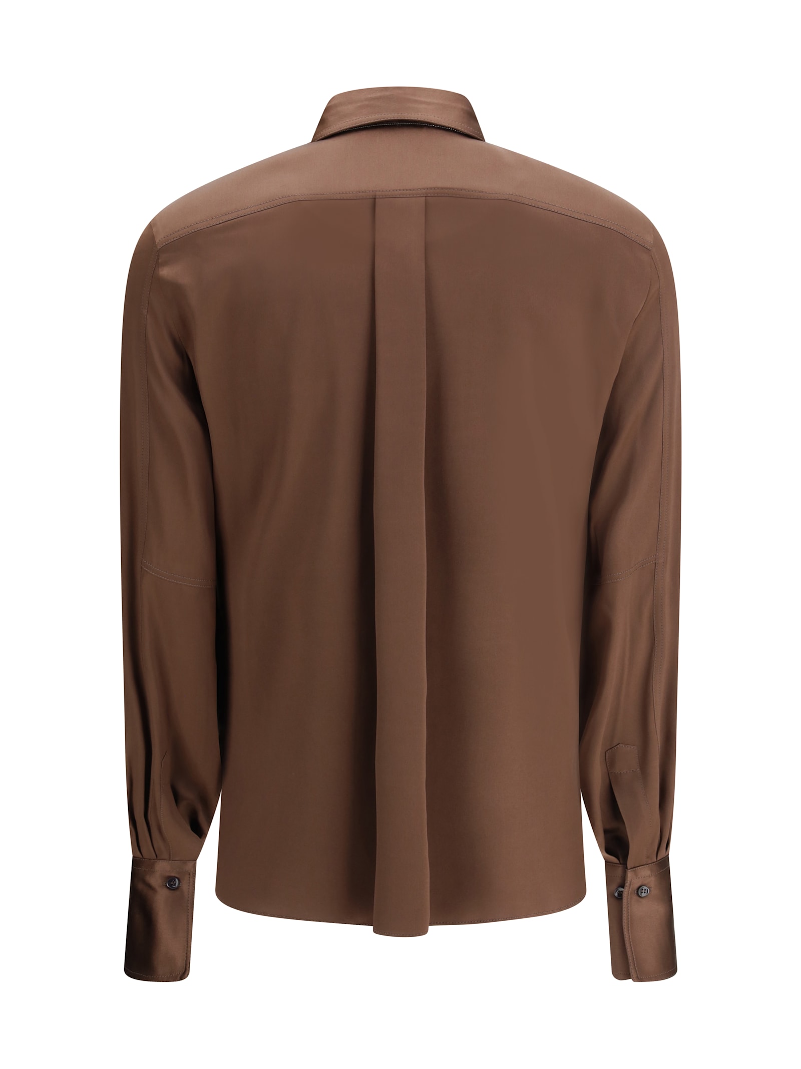 Brunello Cucinelli Silk Shirt In Brown