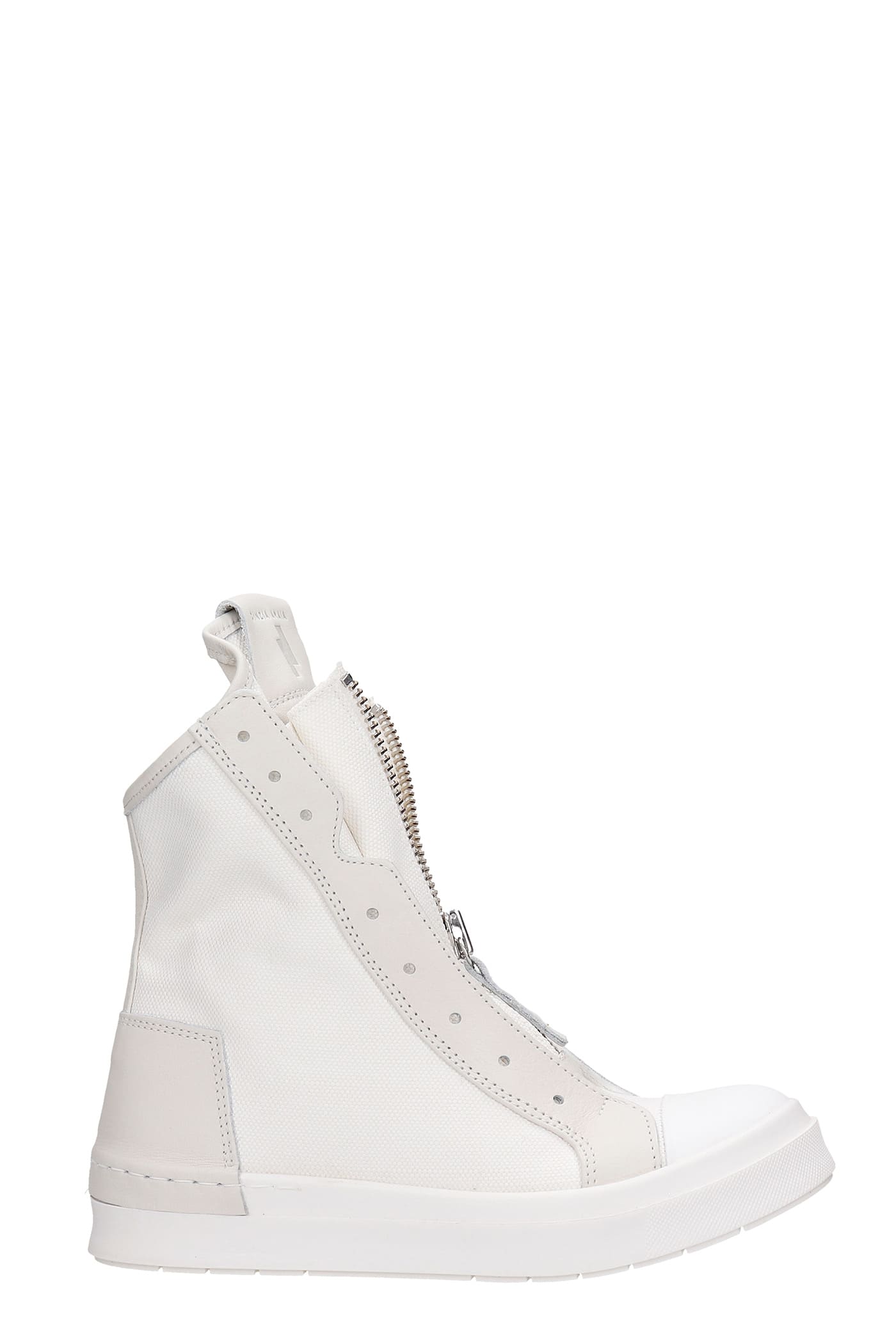 Cinzia Araia Sneakers In White Leather And Fabric