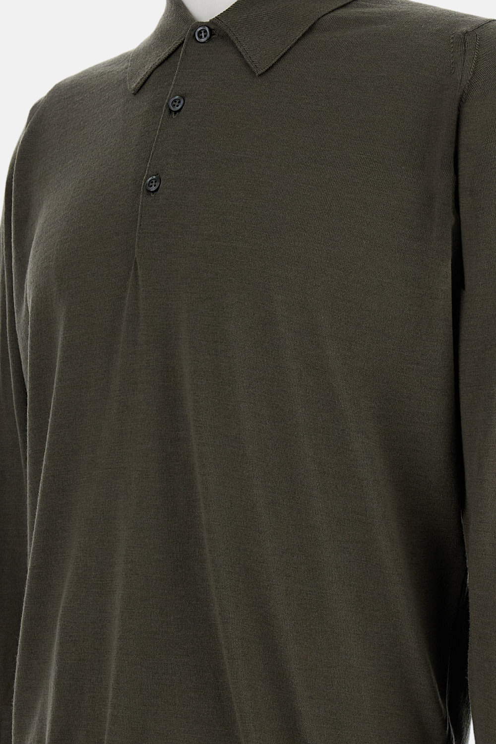 John Smedley Long Sleeves Polo In Green