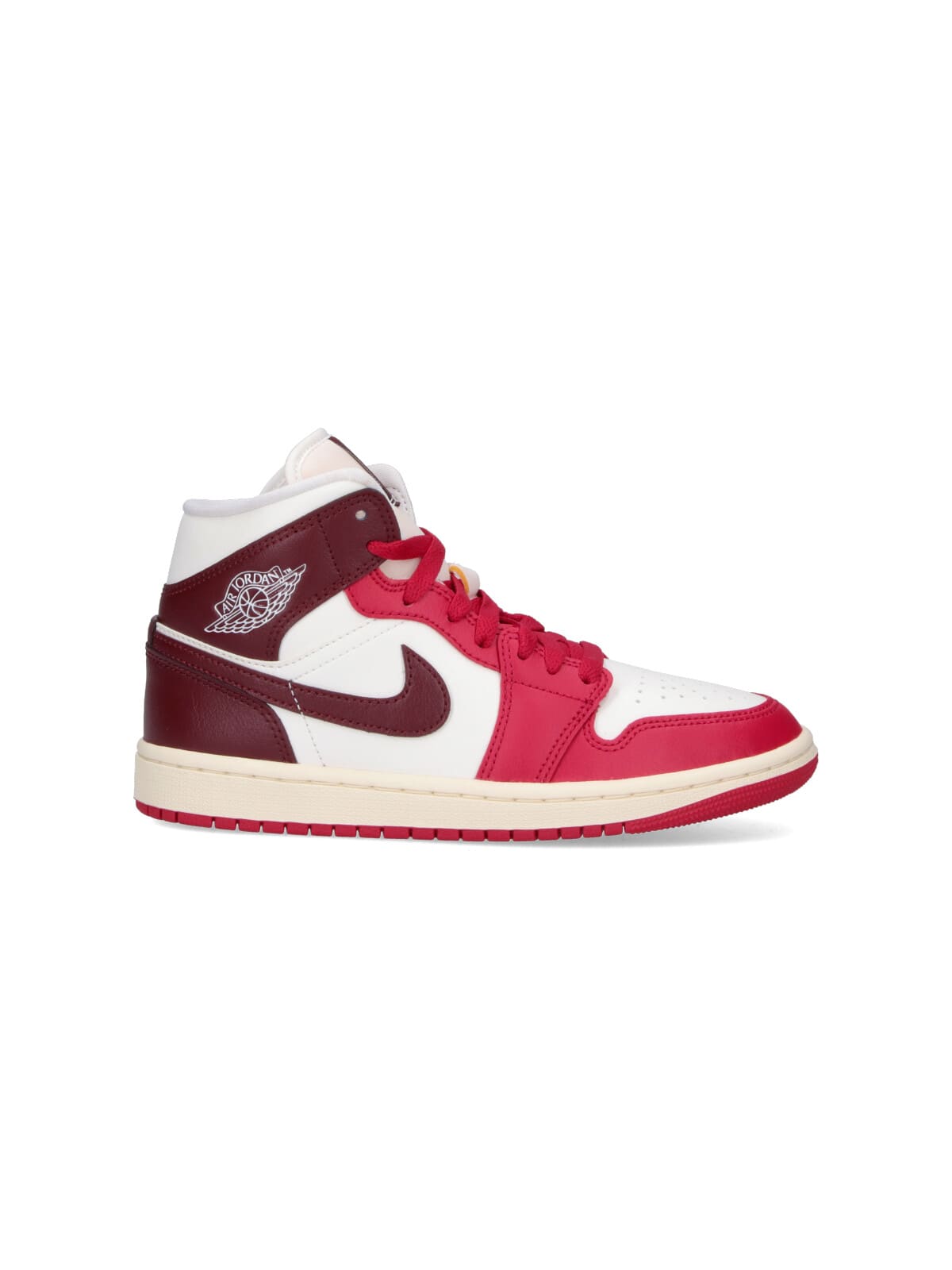 Nike Air Jordan 1 Mid Sail Mystic Sneakers In Red