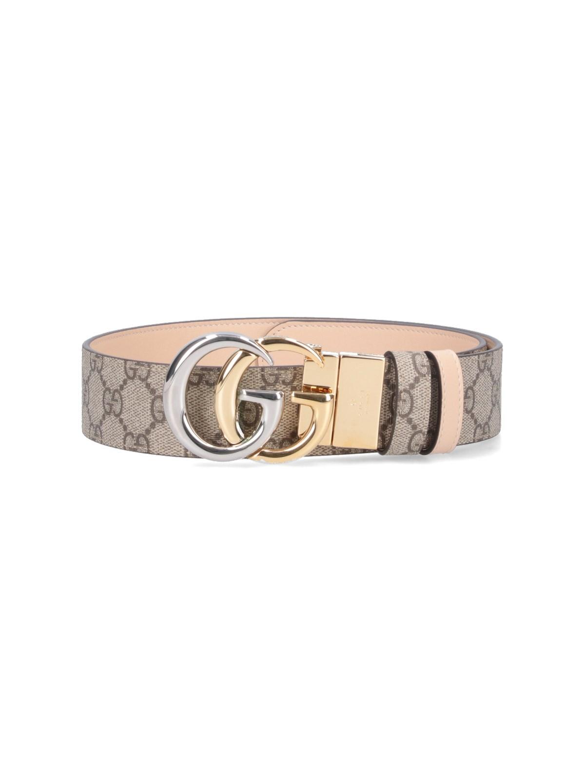 Shop Gucci Gg Marmont Reversible Belt In Grey